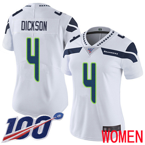 Seattle Seahawks Limited White Women Michael Dickson Road Jersey NFL Football #4 100th Season Vapor Untouchable->women nfl jersey->Women Jersey